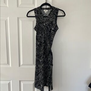 LOFT Black and White Wrap Dress